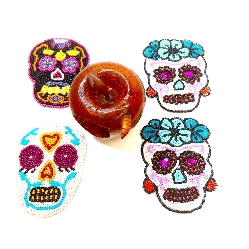 TABLEAU Day of Dead Beaded Coasters & APPLE - Picture 2 of 6